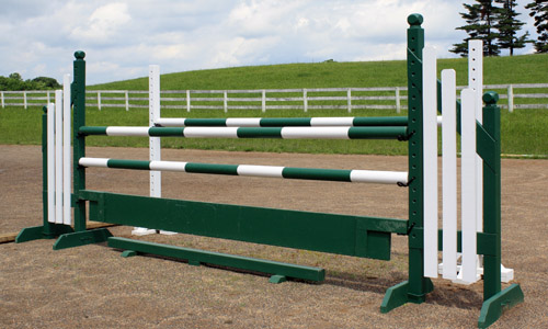 green and white horse jump with Dapple Equine horse jump cups