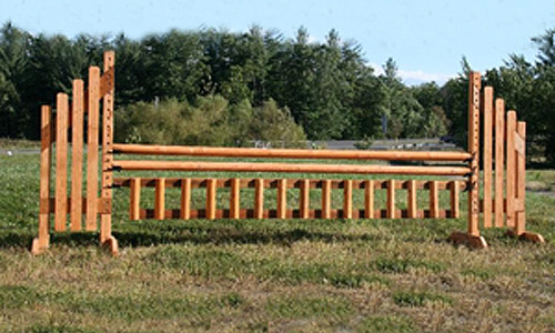 natural finish horse jump gate with Dapple Equine durable horse jump cups